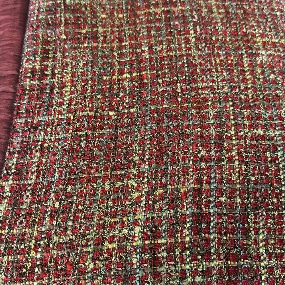 Noble Excellence Tapestry Throw Boucle Maroon Red 50”x60” Reversible Tweed‎